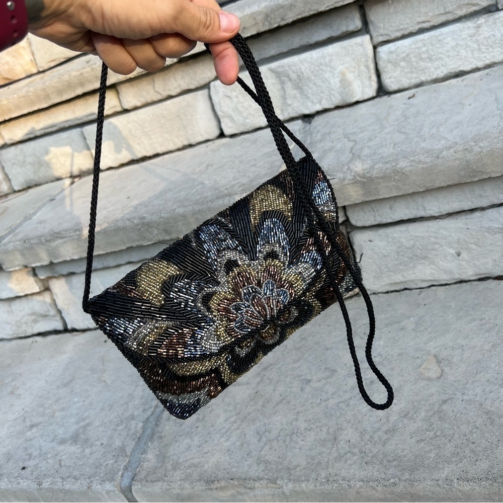 CARLA Marchi handmade embroidered beaded hand purse with long handle - Picture 6 of 6